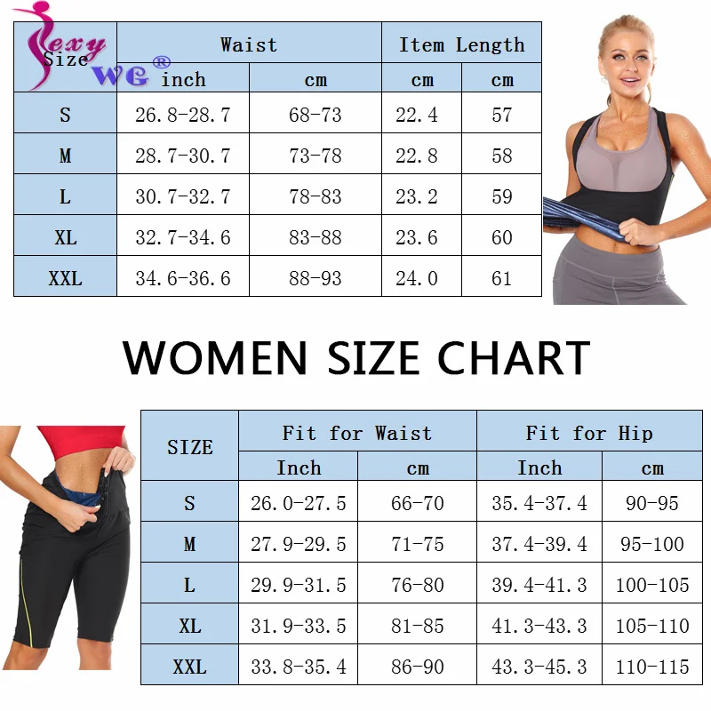 SEXYWG Sauna Suit Women Slimming Weight Loss Gym Shorts Compression Workout  Leggings and Sweat Vest Body Shaper Waist Trainer