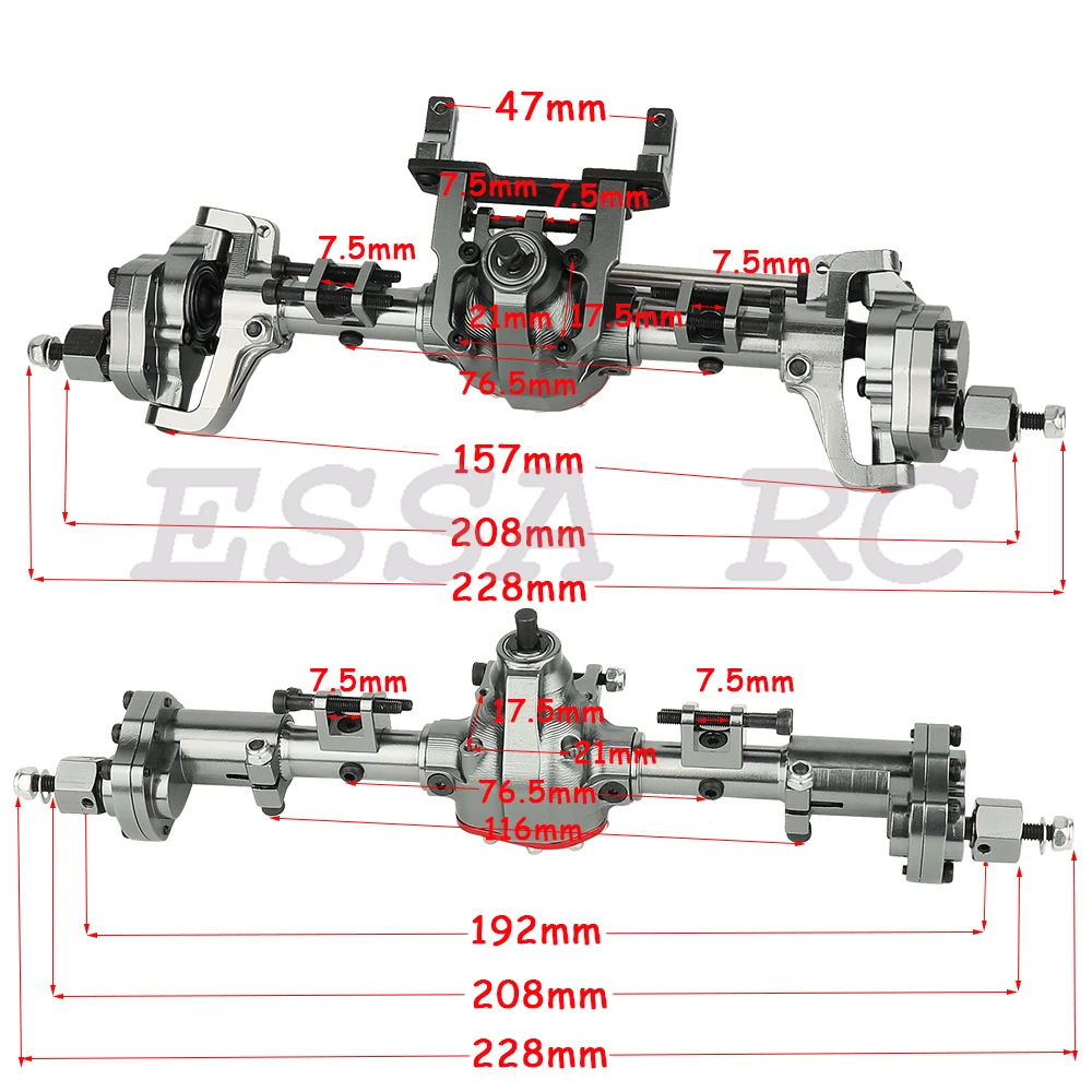 Aluminum Alloy Complete Front Rear Portal Axle for Axial SCX10 II AX90060 90046 90047 1/10 RC Crawler Truck Metal Upraded Parts 6