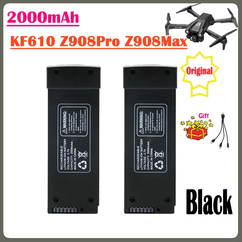 цена 1/2/5/10PCS Original Z908 Drone Battery Black 3.7V 2000mAh For Z908 Pro Drone Battery Z908Max Lipo Battery Accessories