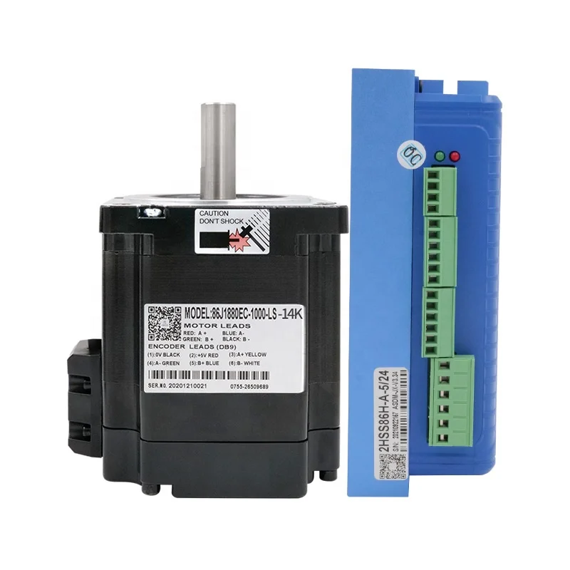 Nema34 JMC 86J1880EC-1000-LS+2HSS86H 6A 4.5Nm 전기 하이브리드 폐쇄 루프 서보 스테퍼 모터 드라이브 키트(CNC용 인코더 포함)