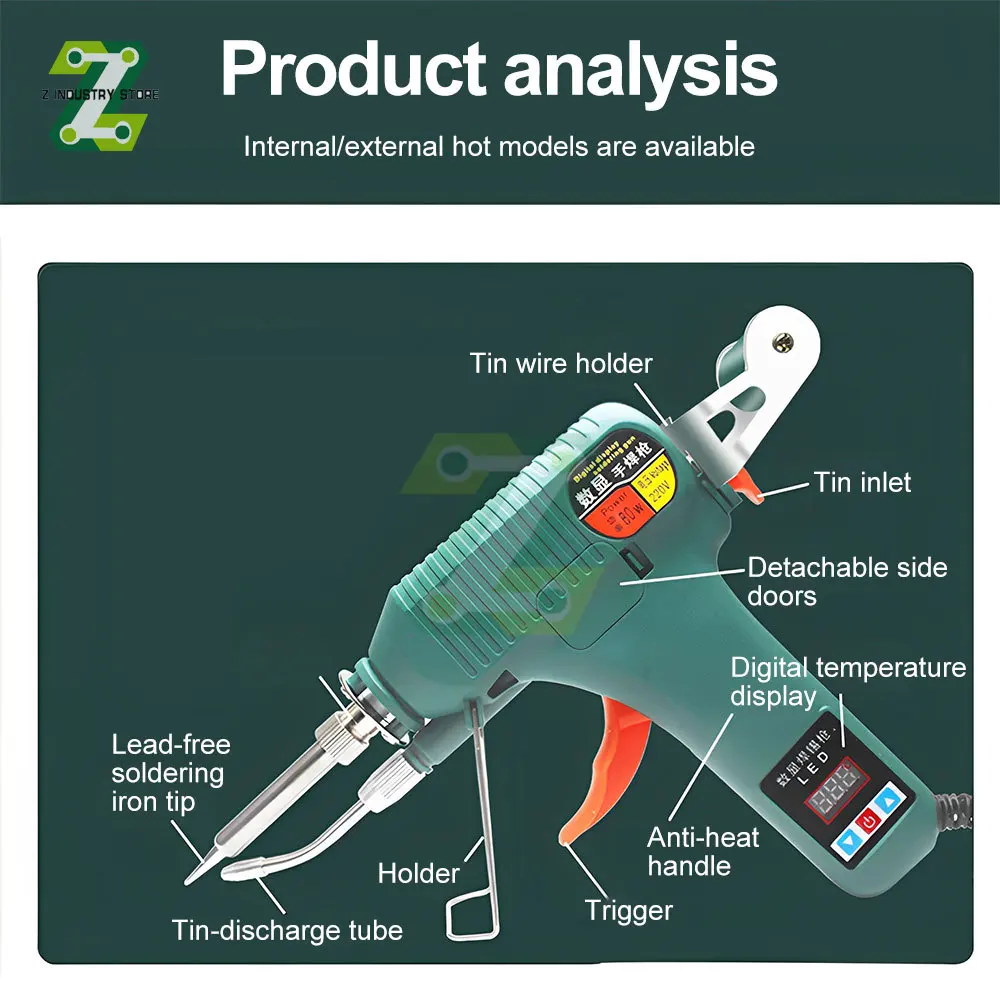 Soldering Iron Gun 80/120W 180-520&deg;C Adjustable Temperature Automatic Send Tin Gun soldering iron,electric soldering iron