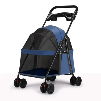 Pet Stroller for Small Dogs and Cats Trolley Pet Carrier Strollers Portable Travel Foldable 4-Wheels Dog Cat Stroller 2
