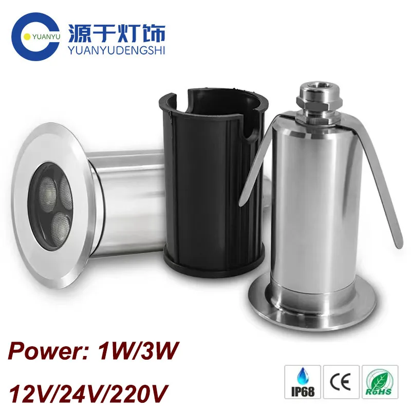 ip68 mini waterproof 1W 3W 12V outdoor inground deck linear garden in ground buried stair lights led underground light