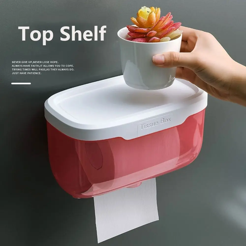 

Portable Plastic Toilet Paper Holder Punch Free Waterproof Storage Rack Paper Wall Mount 3 Colors Towel Box Kitchen Supplies