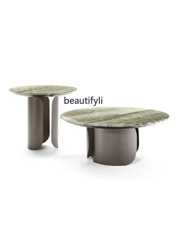 

Italian Minimalist Marble Coffee Table Side Table Combination Designer Creative Living Room Small Apartment Villa