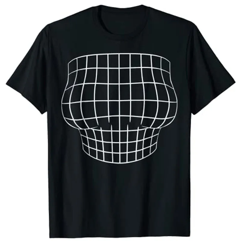 Magnified Chest Optical Illusion Grid Big Boobs Bachelorette Women Funny T-Shirt Sexy Ladies Graphic Tee Tops Aesthetic Clothes