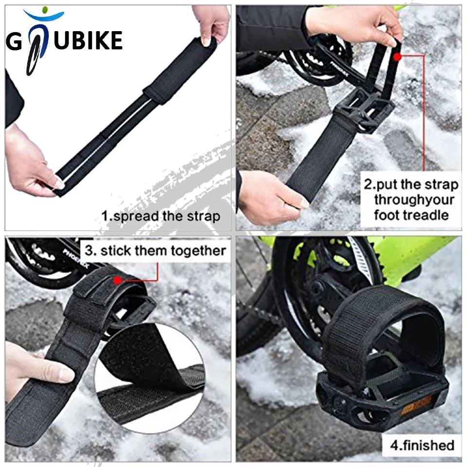 GTUBIKE 1Pair Bicycle Toe Straps Adjustable Portable Cycling Double-sided Adhesive Straps Ultra-Light Pedal Non-slip