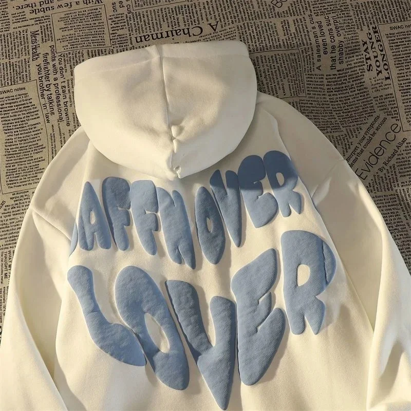 

American new sprin and autumn letter die men and women wit te same style lazy wind all-matc loose couple clotes
