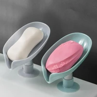 1PC Leaf Shape Soap Holder Suction Cup Sponge Dish Rack With Drain Water Bathroom Shelf For Home Storage Box Kitchen Accessories 1