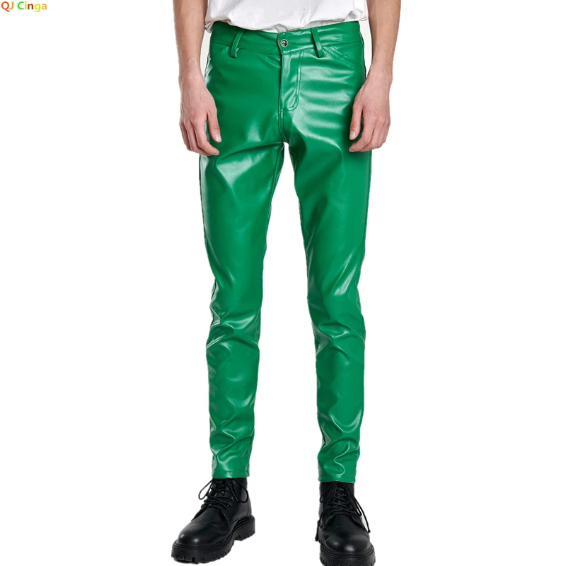 Faux PU Leder Frauen Party gestapelte Hosen, enge Hose Lederhose für Frauen Alib