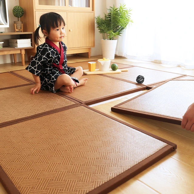 Alfombra plegable para el suelo, Tatami japonés de ratán para