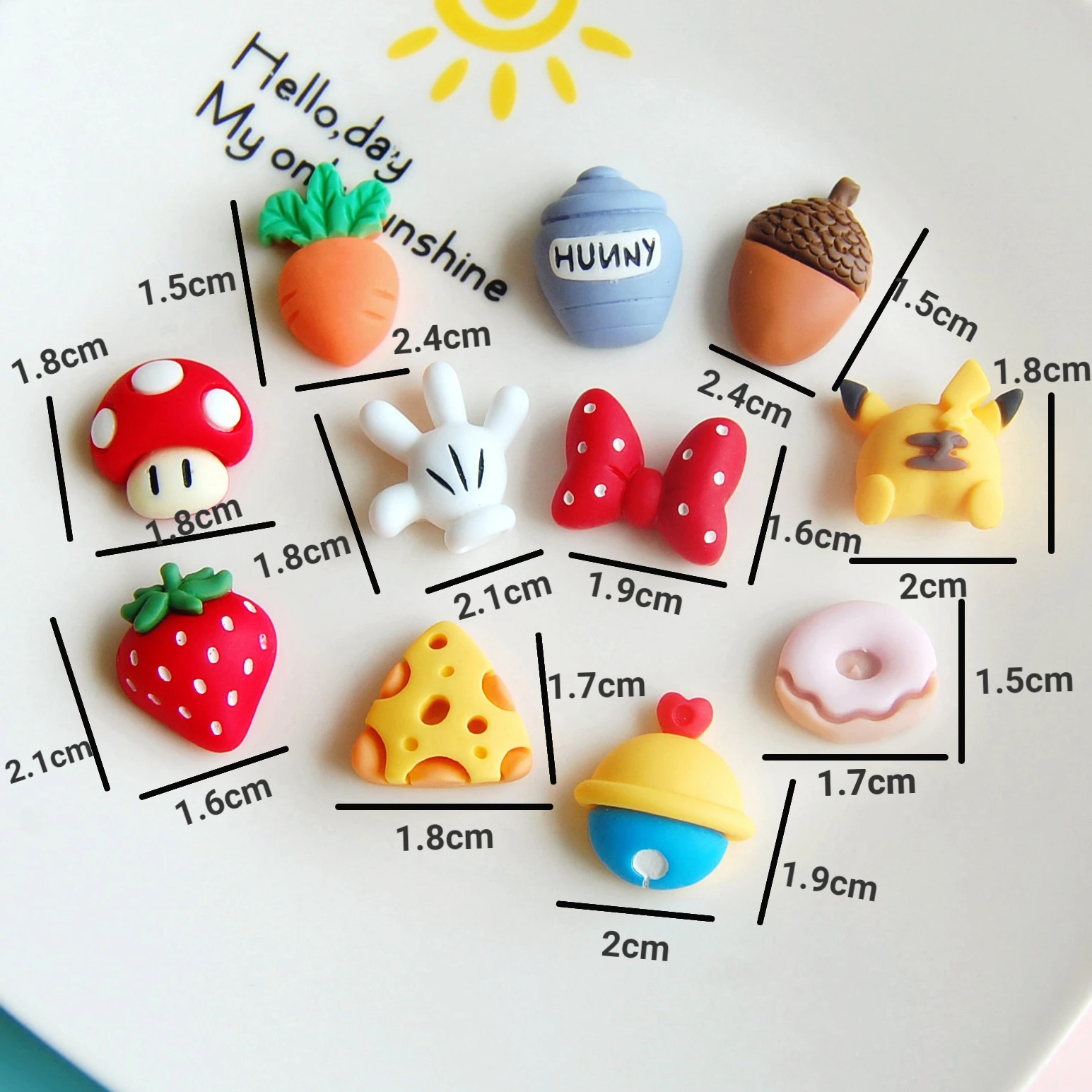 10pcs Simulation Strawberry Mushroom Flat Back Resin Charms Kawaii Cabochons Scrapbook Food Miniatures Phone Cases Deco Parts