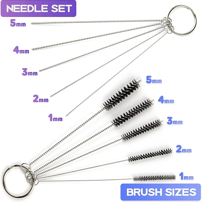 스프레이 건용 에어 브러시 청소 도구 키트 3 세트 클린 부품 및 교체 가능한 에어 브러시 니들 노즐이있는 에어 브러시 유리 항아리 냄비