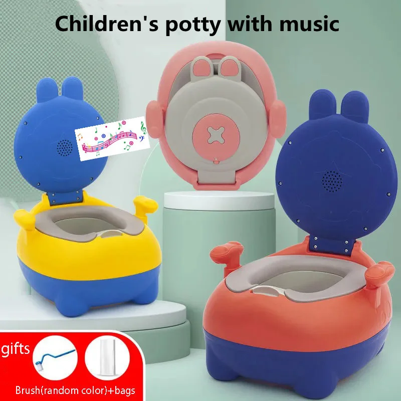 New Children's Potty With Sound Baby Children Travel Toilet Training Seat Portable Bowl Cartoon Boy Girl Pot Music Function Kids 2