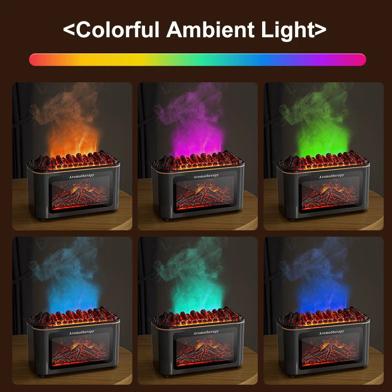Simulated Fireplace Aroma Diffuser with 7-Color Flame Effects, Retro-Style Charcoal Design, Essential Oil Diffuser for Home Use 5