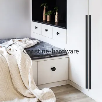 แฟชั่นสีดําซ่อนตู้จับอลูมิเนียมห้องครัวจับตู้ดึงลิ้นชัก Knobs เฟอร์นิเจอร์ประตูฮาร์ดแวร์ 2