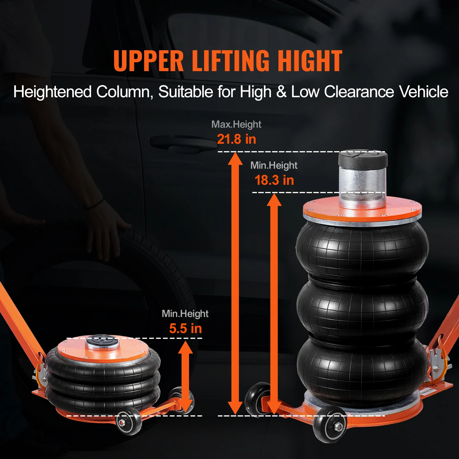 Pneumatic Lifting Jack with Adjustable Handle for Car Maintenance