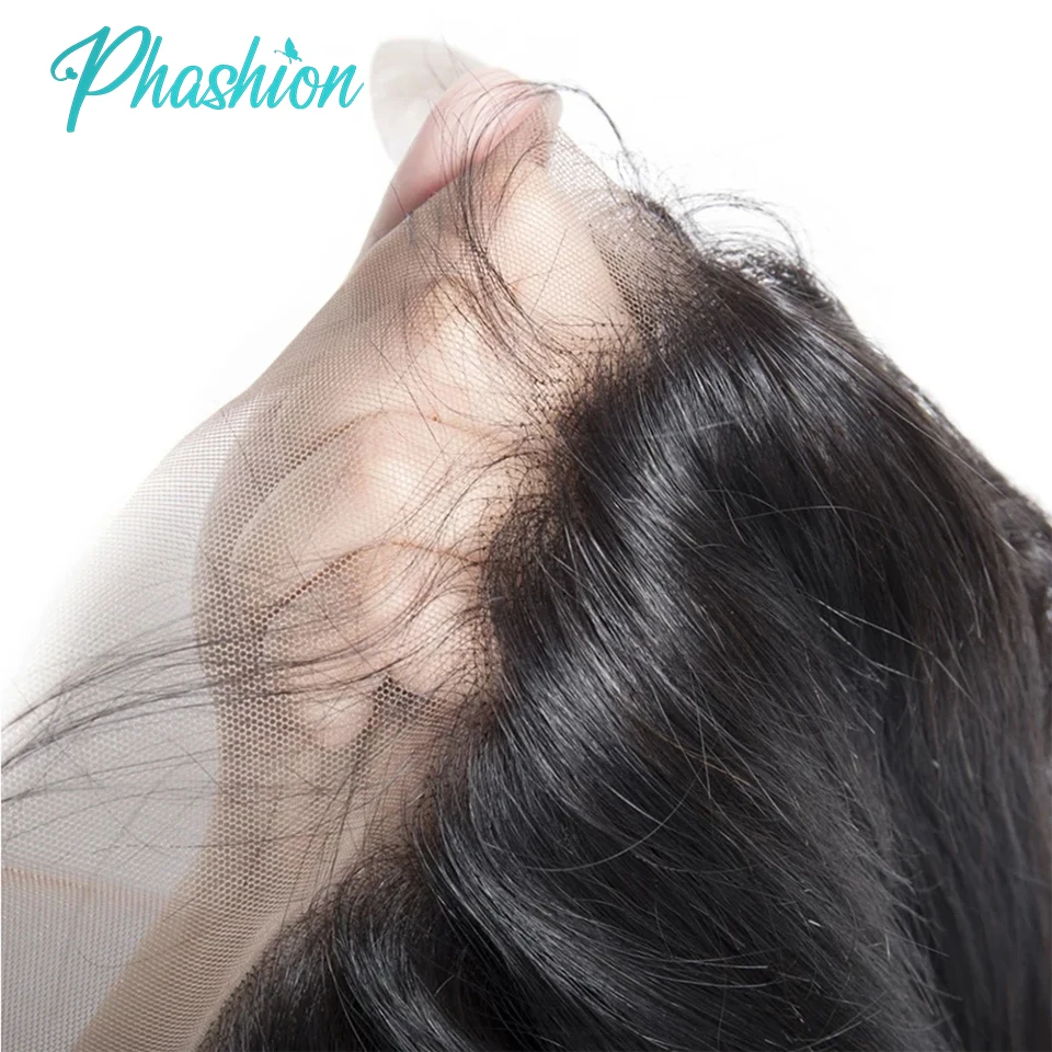 Phashion 26 28 Inch13x6 Lace Frontal Straight Pre Plucked Swiss HD Transparent Full Front Only Natural Black 100% Human Hair