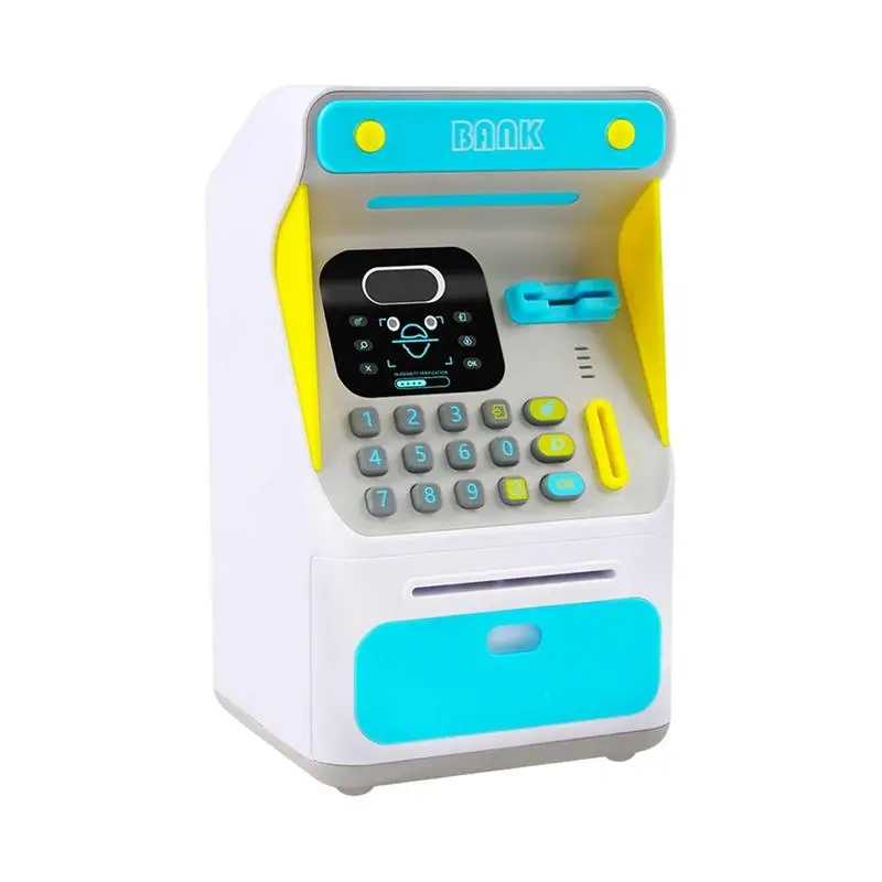 

ATM Mini Password Money Box Electronic Piggy Bank Safety Chewing Cash Coins Saving Box Automatic Deposit Banknote Kids Gift