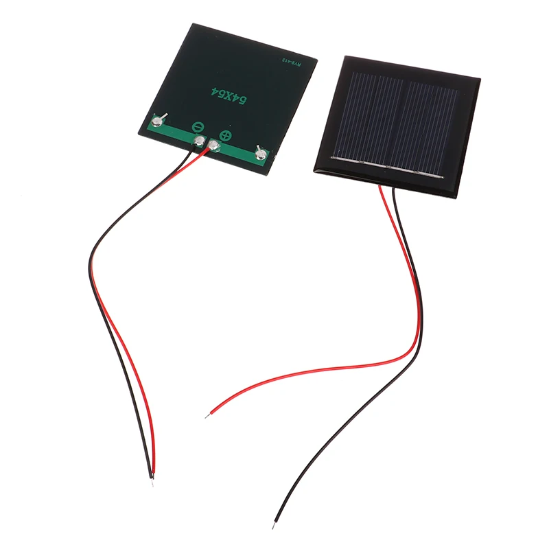 Micro Solar Board Photovoltaic Solar Cells With Wires Solars Epoxy Plate DIY Projects Toys 54x54mm 5pcs
