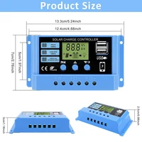Contrôleur solaire 12V/24V 30A 20A 10A, régulateur solaire, chargeur de batterie PWM, affichage LCD, double sortie USB 5V 6