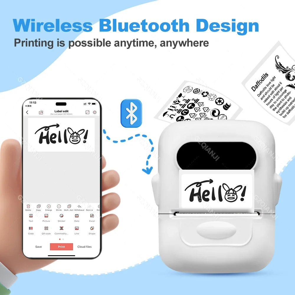 P50 Mini Wireless By Marklife APP Bluetooth Inkless Thermal Barcode Label  Printer for Home Office Printing Sticker Label Maker - AliExpress