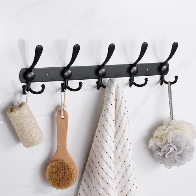 Wall Mounted Coat Hooks, Heavy Duty, Space Aluminum, Metal Coat Hook Rail  for Coat Hat Towel Purse Robes Mudroom Bathroom Entryway,7hooks :  : Home