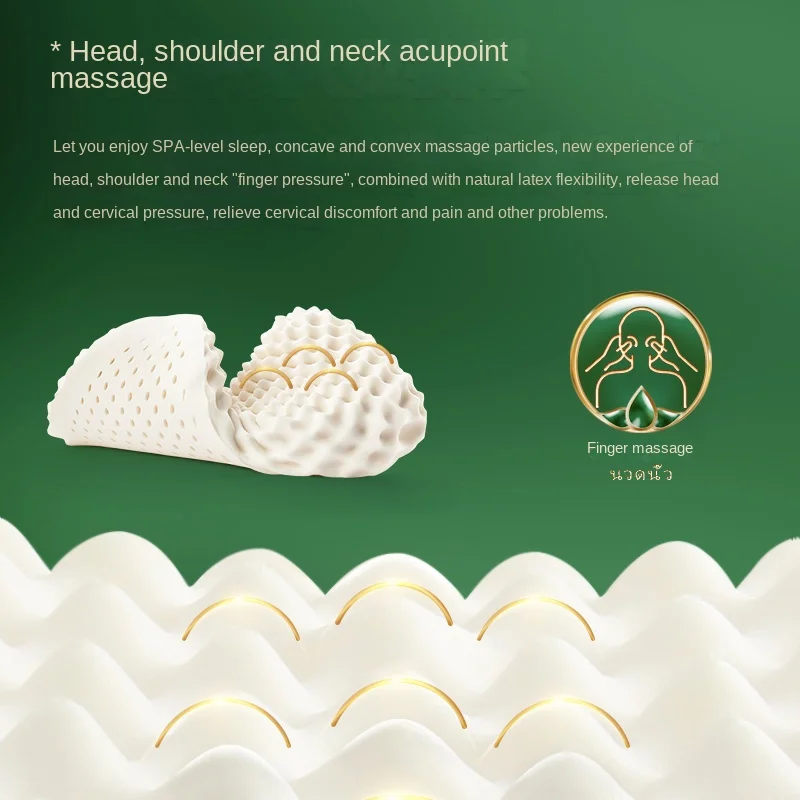 TAIHI Female Latex Pillow Thailand Beauty Massage Cervical Orthopedic Neck Pain Pillows Effectively Prevent Mites For Sleeping