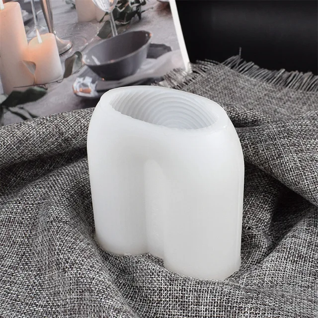 U Alakú Szilikon Gyertya Penész Csíkos Íves Dísz Aromaterápiás Gipsz Barkács Sütő Kellékek Gyanta Otthoni Dekoráció - Image 5