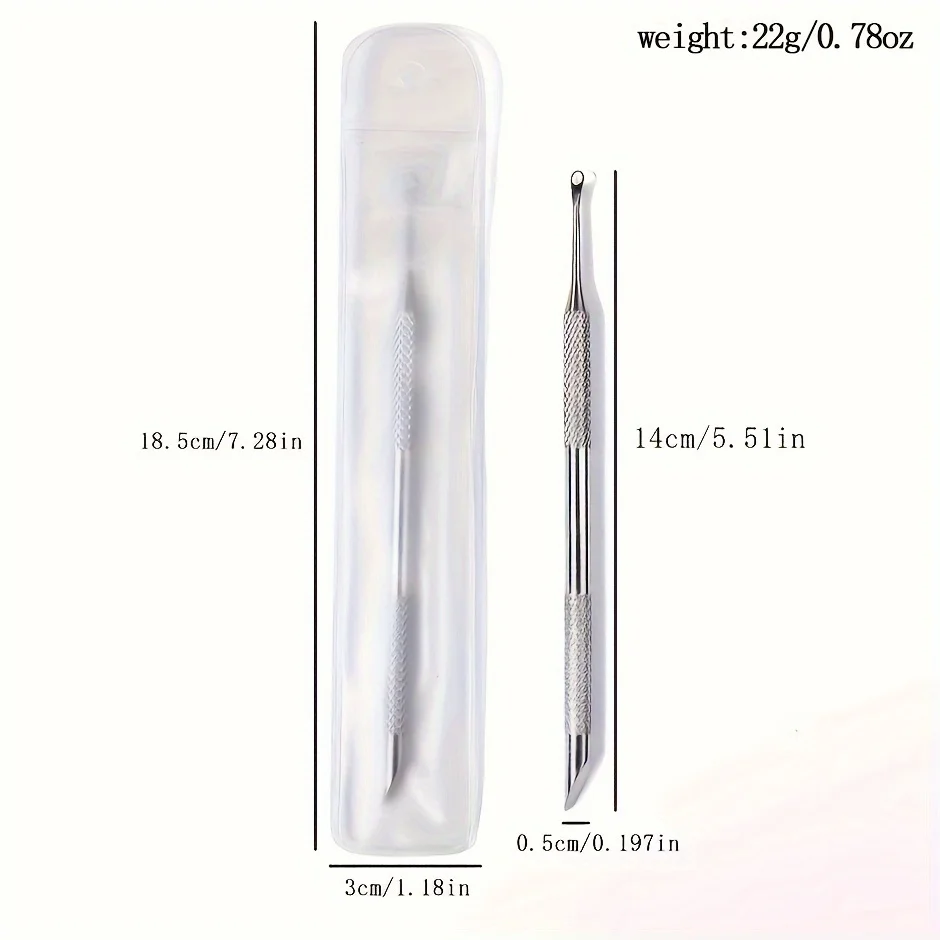 Dual-Headed Steel Cuticle Pushers with Slanted Edges for Manicure Prep and Dead Skin Removal