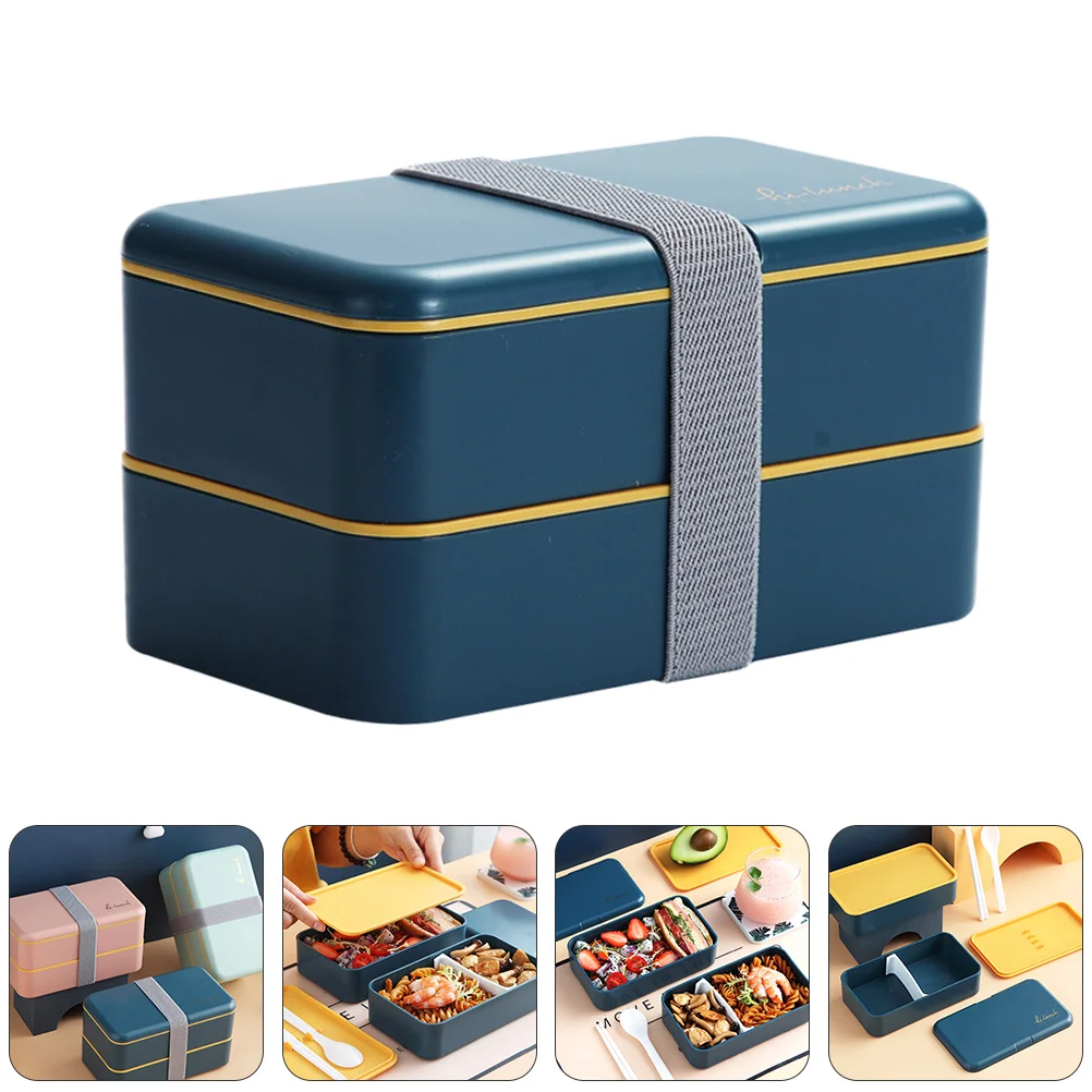 

Double Layer Creative Lunchbox Container Portable Outdoor School Holder Office
