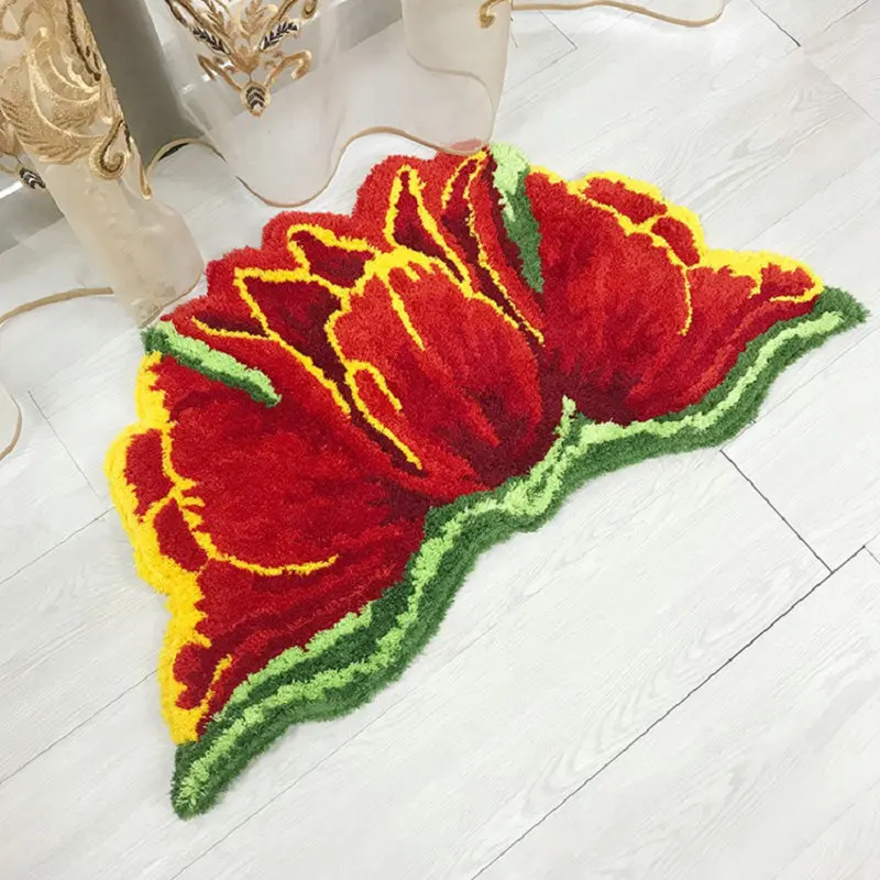 Soft Tufted Tulip Flower Plush Rug 1