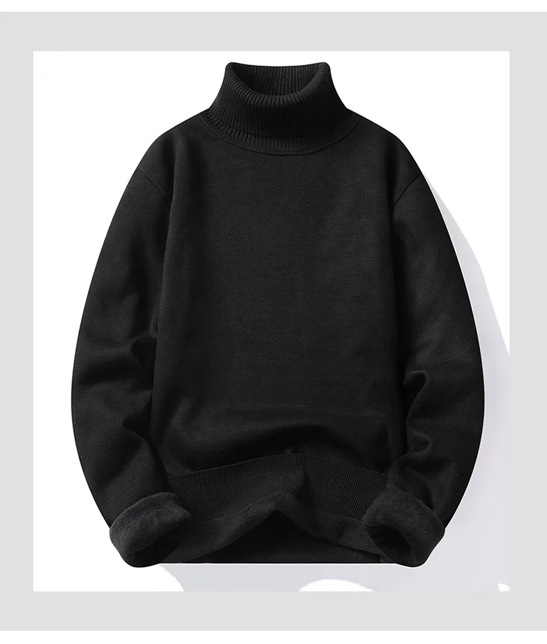 Herbst Winter vielseitige Herren Roll kragen pullover Stricken einfarbige Pullover Pullover warme Männer Slim Fit Freizeit kleidung – Detail 7