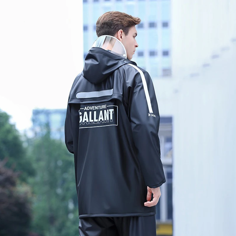 Men's Women's Fashion Raincoat Adult Waterproof Poncho Yellow Motorcycle Raincoat Suit Travel Hiking Rain Jacket Pants Rain Gear
