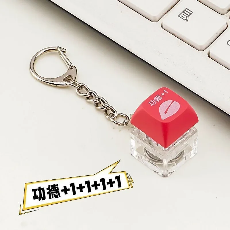 Luminous Fingertip Button Stress Relief Toys with Keychain Fidget Button Keycap Decompression Toy Finger Antistress Fidget Toy