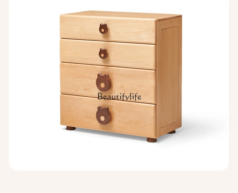 

Solid Wood Room Multifunctional Bedroom Beech Storage Bedside Table