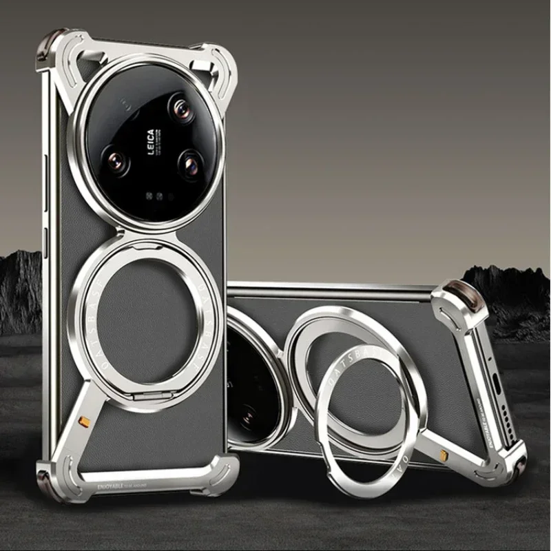 Eary Metal Phone Case for Huawei Mate60Pro+ with Magsafe Magnetic Kickstand Frameless Shockproof Wireless Charging Mate60 Cover