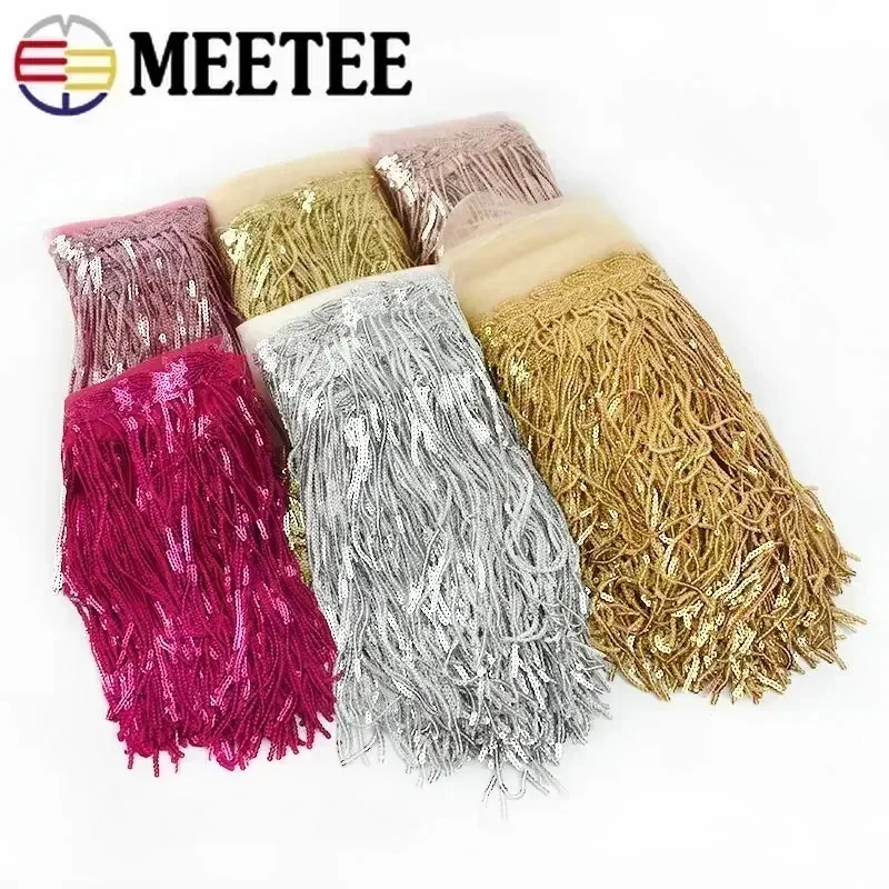 Meetee 10/18cm Sequin Tassel Lace Trim Fringe Trimming Ribbon for Clothing Dress Decoration DIY Sewing Accessories 1/2/5Yards