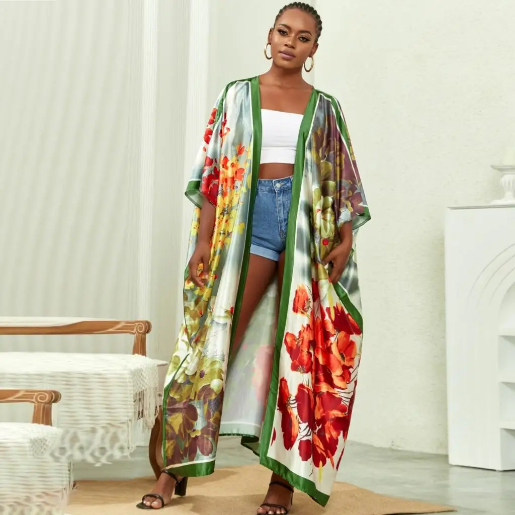 

African Boubou Africain Femme 2023 Print Dashiki Clothes Big Size Women Dress Batwing Sleeve Ankara Dresses Girl Party Dress