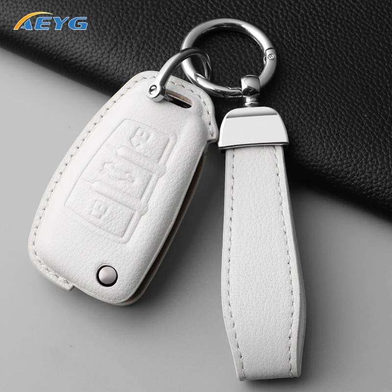 Premium Leather Car Key Case Cover with Key Chain Holder