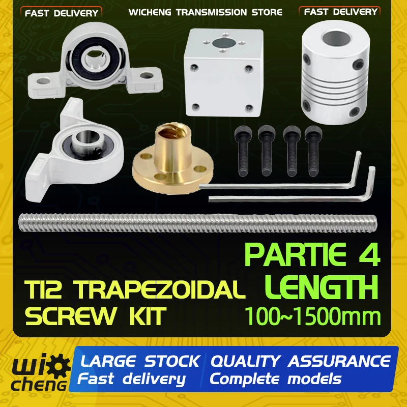 TR8 Stainless ACME Trapezoidal Lead Screw 1.5m Screw + POM Anti-backlash Nut 
