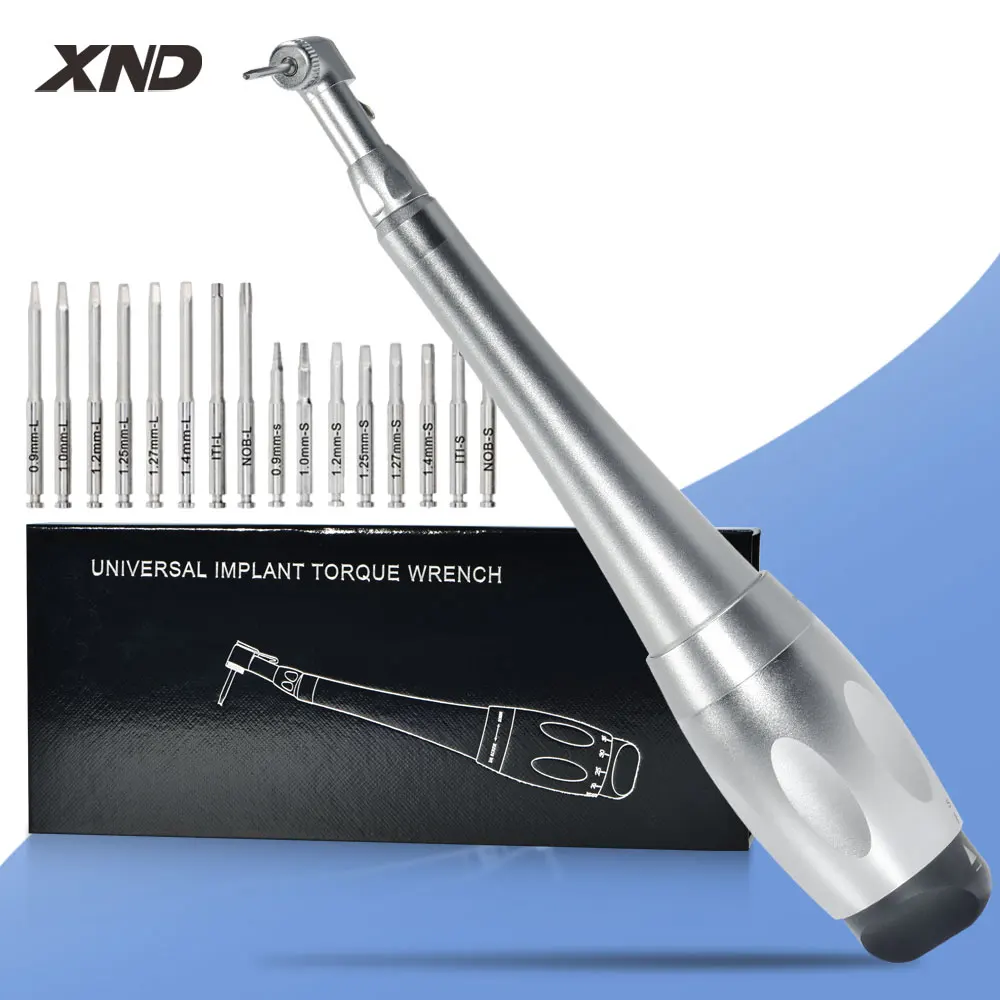 XND 치과 범용 임플란트 토크 렌치, 드라이버 12 개 포함, 치과 래칫 래치 헤드 핸드피스, 5-35 N.cm 치과 도구