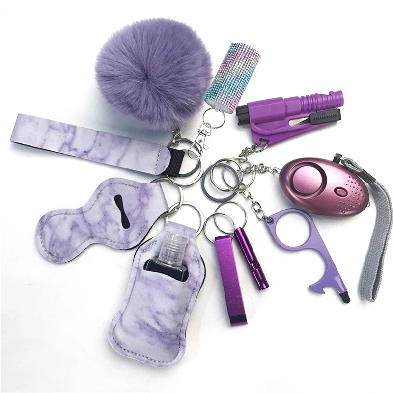 11pcs Spray Personal Security Alarm Women Defense Keychains Safety