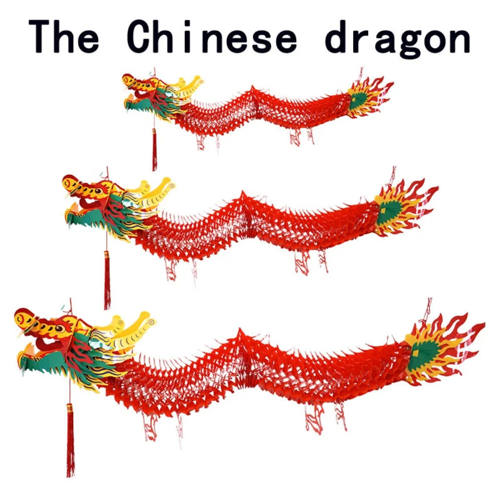 

Подвесные украшения с изображением китайского дракона, раскладка места проведения весеннего фестиваля, бумажный Декор 3D «сделай сам», гирлянда из бумаги, Яркий Праздник