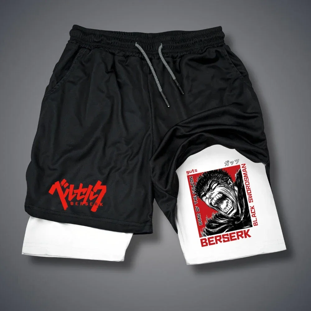 Men's Shorts Gothic Style Skull Print Double-deck 2-In-1 Running Shorts Summer Thin Sportswear Training Short Pants Y2K Clothes 4