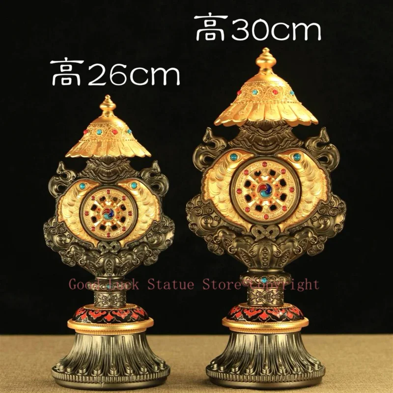 

Wholesale Buddhist supplies #30 CM efficacious Protection Nepal Gold-plated Buddhism Eight 8 Auspicious Symbols prayer statue