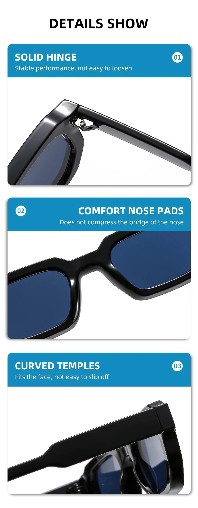 Quadratische Sonnenbrille für Männer und Frauen, UV400-Sonnenbrille, Vintage-Stil, blauer Tee, Punk, modische Sonnenbrille – Detail 15