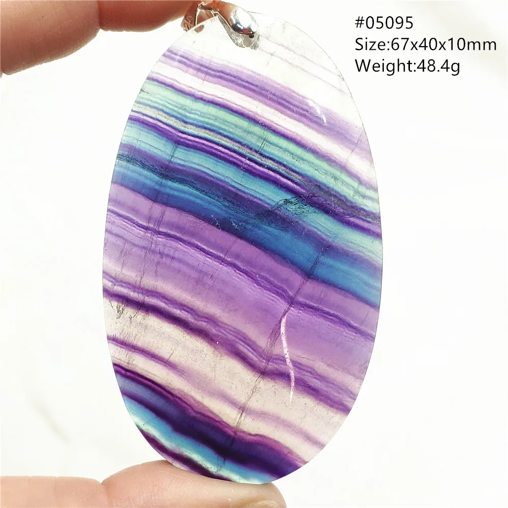 Fluorite Pendant Necklace Natural Colorful Purple Fluorite Quartz Bead Pendant Necklace Water Drop Round Rainbow Purple Fluorite Women Men Jewelry