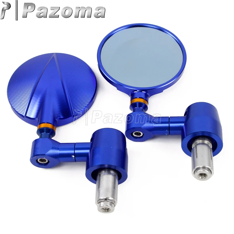 1 Pair 7/8 Motorcycle Rearview Side Mirror Round Handlebar Bar End Re –  pazoma