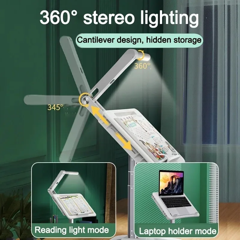 Eary Book Stand For Reading With Kids LED Light Adjustable Height Multifunctional Desktop Laptop Holder With Elastic Paper Clips